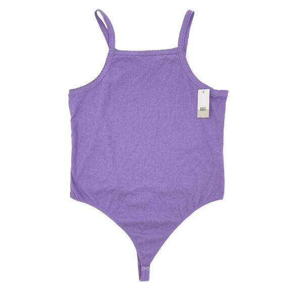 BP NORDSTROM NWT Purple Picot Trim Micro Ribbed Thong Bodysuit Plus Size 1X - Picture 4 of 10